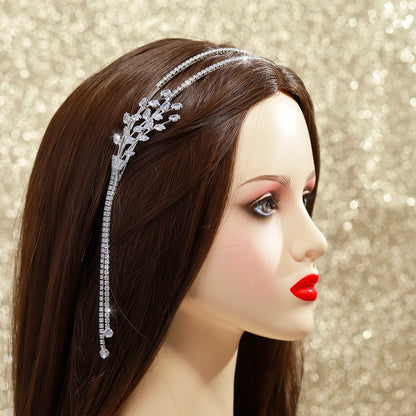 Women'S Elegant Lady Bridal Tassel Alloy Inlay Rhinestones Hair Band