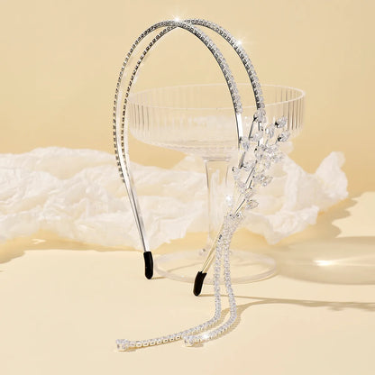 Women'S Elegant Lady Bridal Tassel Alloy Inlay Rhinestones Hair Band