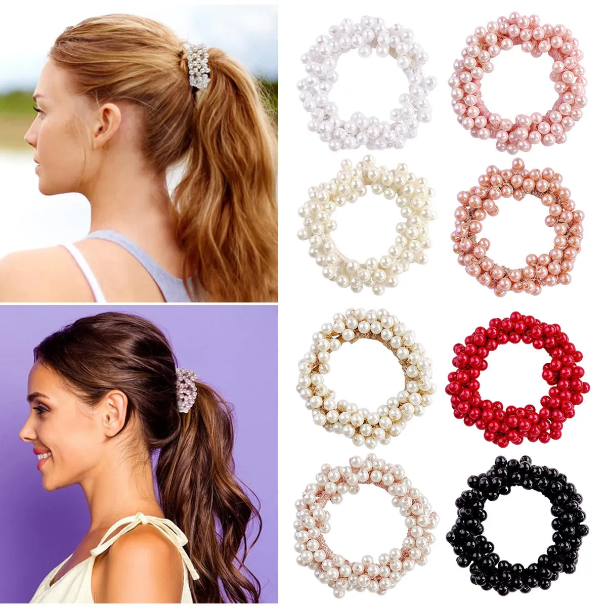 Women'S Elegant Lady Geometric Artificial Pearl Hair Tie