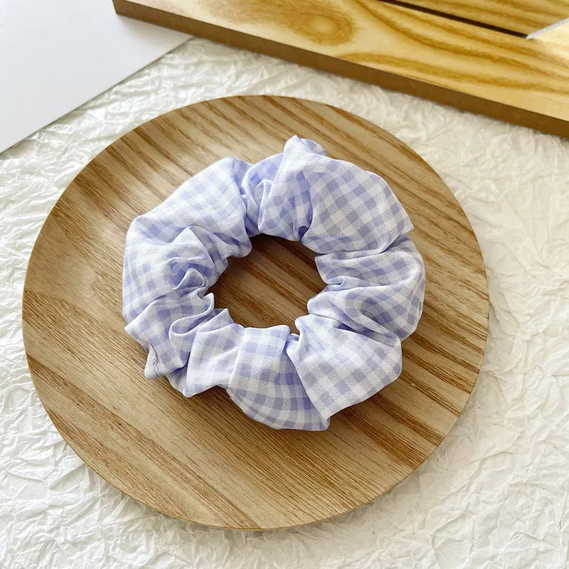 Women'S Elegant Lady Plaid Cloth Hair Tie