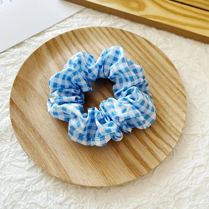 Women'S Elegant Lady Plaid Cloth Hair Tie