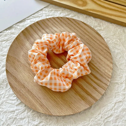 Women'S Elegant Lady Plaid Cloth Hair Tie