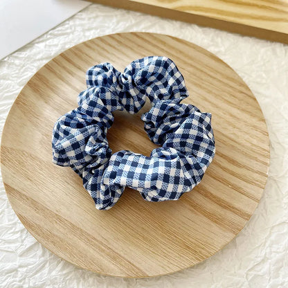 Women'S Elegant Lady Plaid Cloth Hair Tie