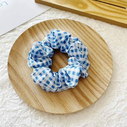 Women'S Elegant Lady Plaid Cloth Hair Tie