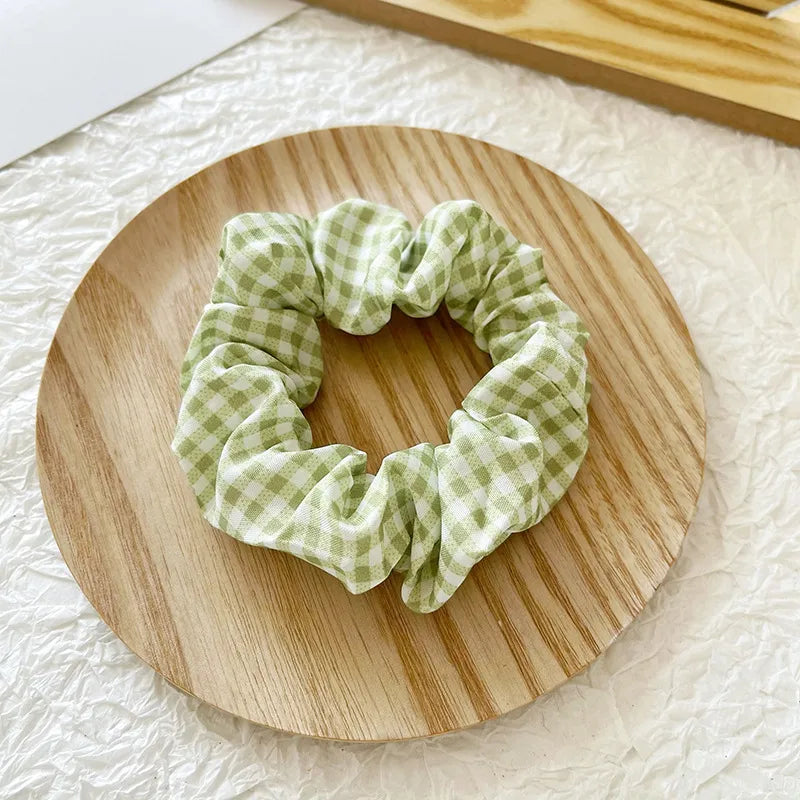 Women'S Elegant Lady Plaid Cloth Hair Tie