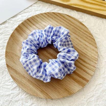 Women'S Elegant Lady Plaid Cloth Hair Tie