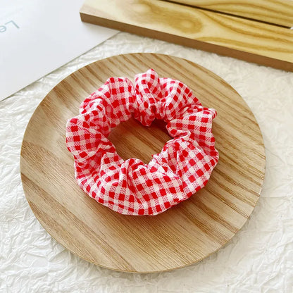 Women'S Elegant Lady Plaid Cloth Hair Tie