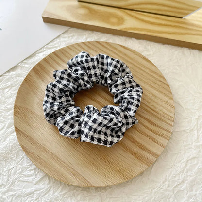 Women'S Elegant Lady Plaid Cloth Hair Tie