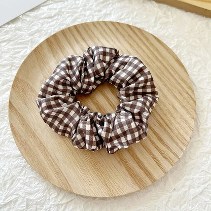 Women'S Elegant Lady Plaid Cloth Hair Tie