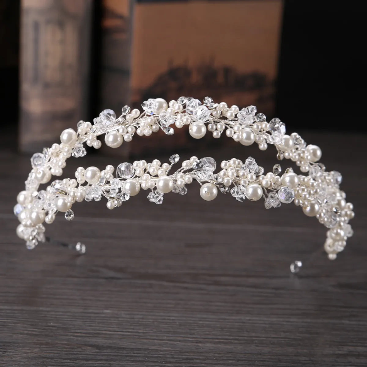 Women'S Elegant Lady Streetwear Flower Plastic Inlay Artificial Crystal Artificial Pearls Hair Band