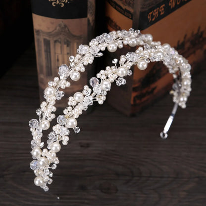 Women'S Elegant Lady Streetwear Flower Plastic Inlay Artificial Crystal Artificial Pearls Hair Band