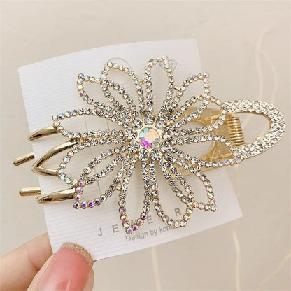 Women'S Elegant Lady Sweet Flower Alloy Inlay Imitation Pearl Rhinestones Hair Clip Hair Claws