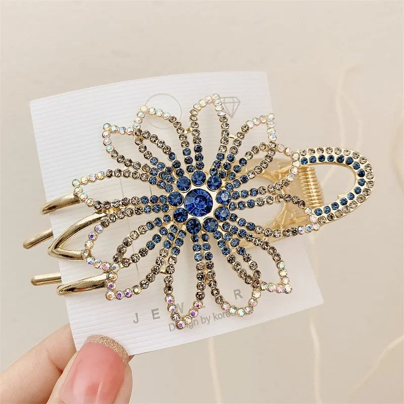 Women'S Elegant Lady Sweet Flower Alloy Inlay Imitation Pearl Rhinestones Hair Clip Hair Claws