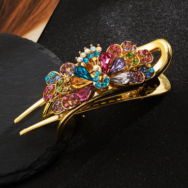 Women'S Elegant Lady Sweet Peacock Alloy Plastic Inlay Rhinestones Hair Clip