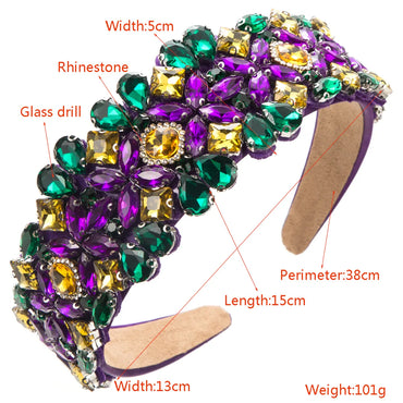 Women'S Elegant Luxurious Baroque Style Colorful Cloth Inlay Rhinestones Glass Hair Band