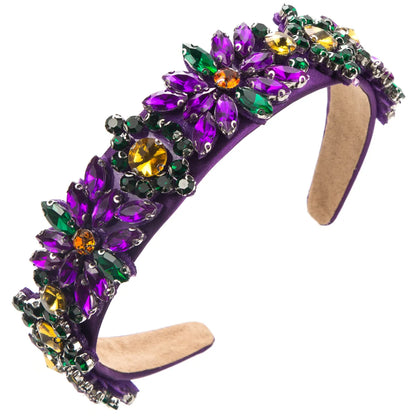 Women'S Elegant Luxurious Baroque Style Colorful Cloth Inlay Rhinestones Glass Hair Band