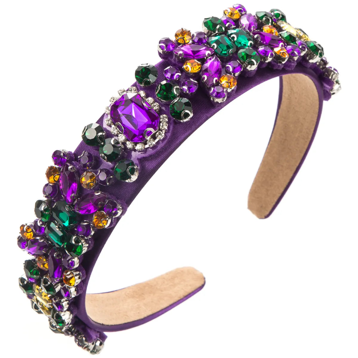 Women'S Elegant Luxurious Baroque Style Colorful Cloth Inlay Rhinestones Glass Hair Band