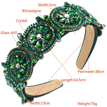 Women'S Elegant Luxurious Flower Cloth Inlay Artificial Crystal Rhinestones Glass Drill Hair Band