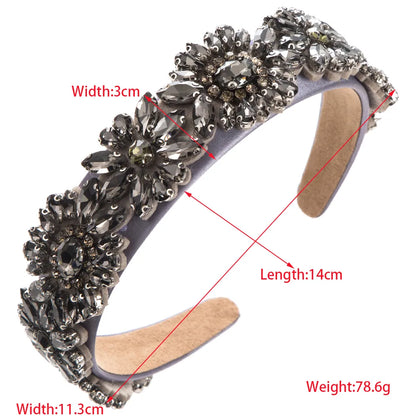 Women'S Elegant Luxurious Flower Cloth Inlay Glass Hair Band