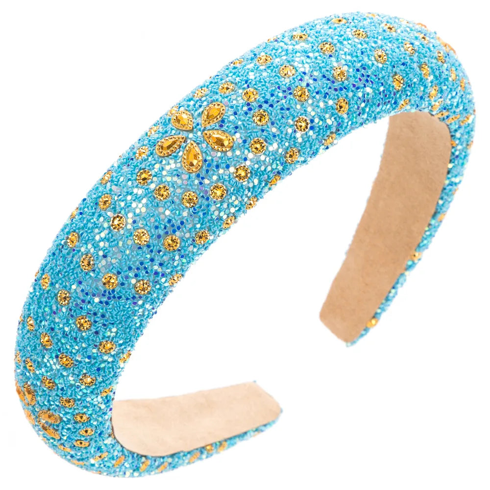 Women'S Elegant Luxurious Flower Cloth Rhinestone Sponge Inlay Rhinestones Hair Band