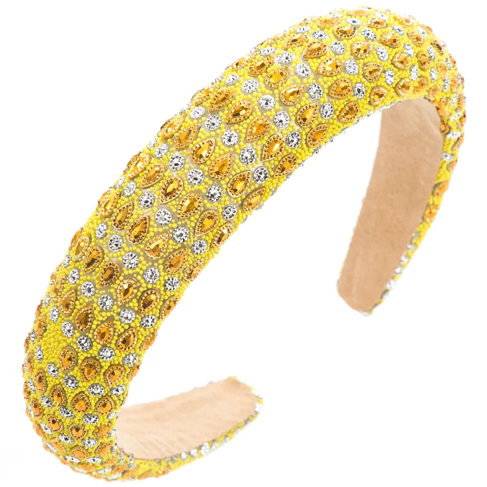 Women'S Elegant Luxurious Flower Cloth Rhinestone Sponge Inlay Rhinestones Hair Band