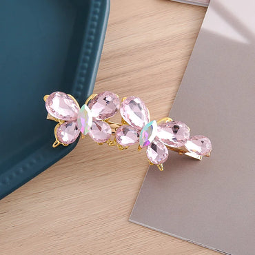 Women'S Elegant Luxurious Lady Butterfly Alloy Rhinestone Glass Hair Clip