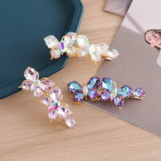 Women'S Elegant Luxurious Lady Butterfly Alloy Rhinestone Glass Hair Clip