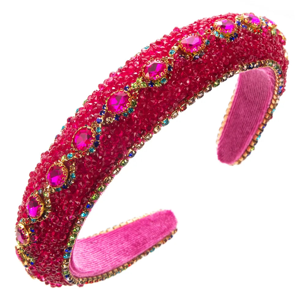 Women'S Elegant Modern Style Solid Color Flannel Inlay Rhinestones Hair Band