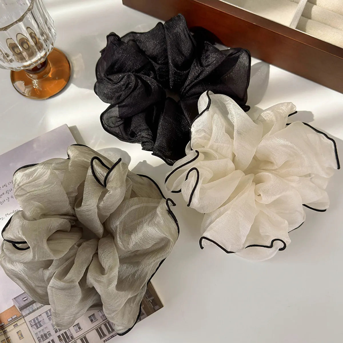 Women'S Elegant Romantic Solid Color Chiffon Hair Tie