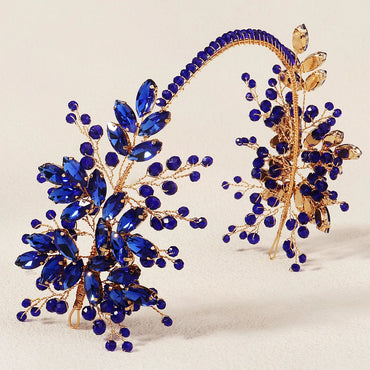 Women'S Elegant Shiny Leaf Alloy Inlay Rhinestones Hair Band