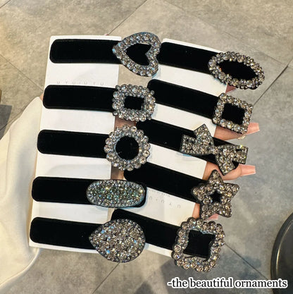 Women'S Elegant Simple Style Geometric Velvet Material 80% Polyester 20% Spandex M: About 0.463kg Inlay Rhinestones Hair Clip