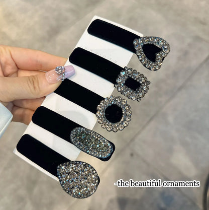 Women'S Elegant Simple Style Geometric Velvet Material 80% Polyester 20% Spandex M: About 0.463kg Inlay Rhinestones Hair Clip