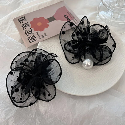 Women'S Elegant Simple Style Solid Color Cloth Handmade Pearl Hair Tie