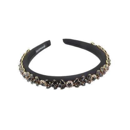 Women'S Elegant Solid Color Cloth Rhinestone Knitting Hair Band