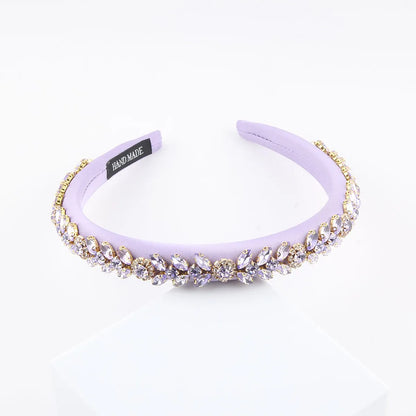 Women'S Elegant Solid Color Cloth Rhinestone Knitting Hair Band