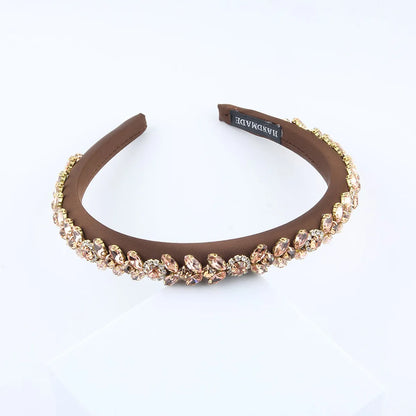 Women'S Elegant Solid Color Cloth Rhinestone Knitting Hair Band