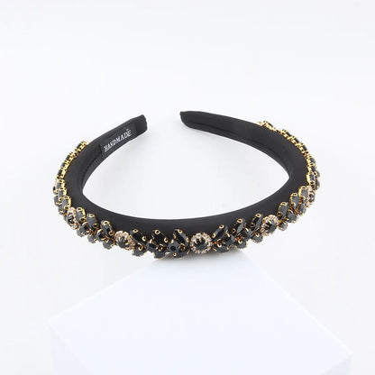 Women'S Elegant Solid Color Cloth Rhinestone Knitting Hair Band