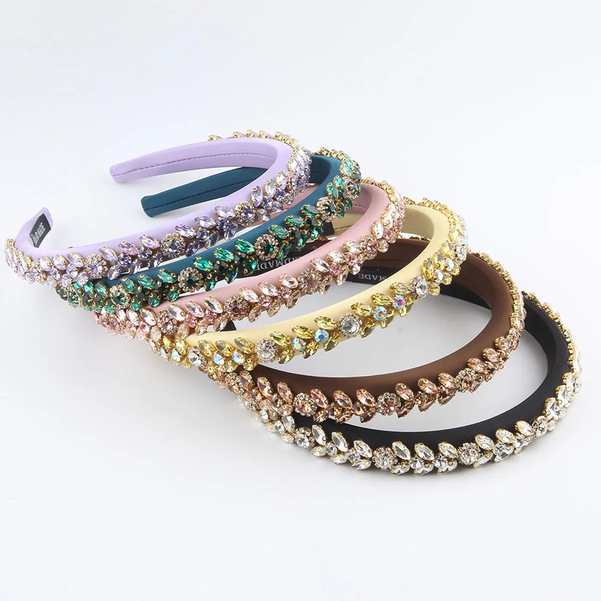 Women'S Elegant Solid Color Cloth Rhinestone Knitting Hair Band