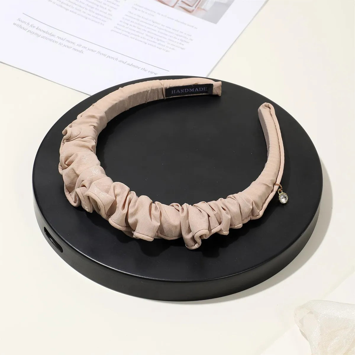 Women'S Elegant Sweet Artistic Solid Color Cloth Pleated Hair Band