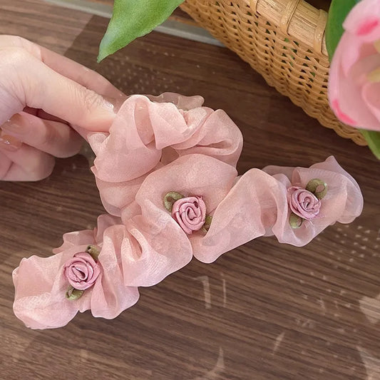 Women'S Elegant Sweet Flower Cloth Hair Claws