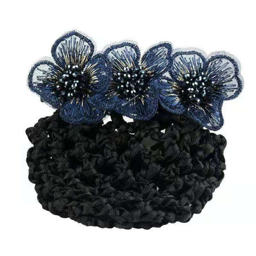 Women'S Ethnic Style Floral Gauze Embroidery Knitting Hair Clip