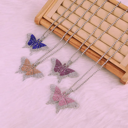 Women'S Exaggerated Butterfly Alloy Rhinestones Necklace Inlay