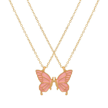 Women'S Fashion Butterfly Alloy Necklace Stoving Varnish