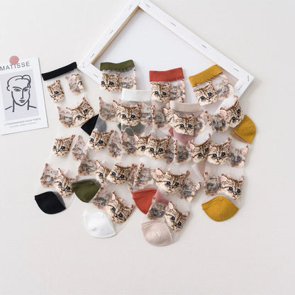 Women'S Fashion Cat Cotton Crew Socks