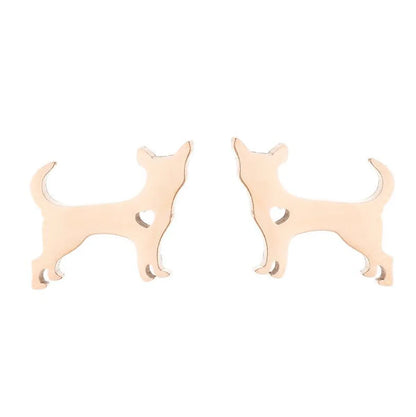 Fashion Dog Cat 304 Stainless Steel No Inlaid 18K Gold Plated Ear Studs