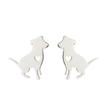 Fashion Dog Cat 304 Stainless Steel No Inlaid 18K Gold Plated Ear Studs