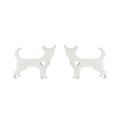 Fashion Dog Cat 304 Stainless Steel No Inlaid 18K Gold Plated Ear Studs