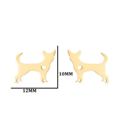 Fashion Dog Cat 304 Stainless Steel No Inlaid 18K Gold Plated Ear Studs