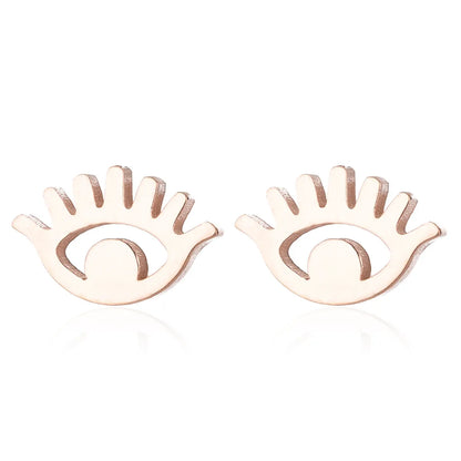 Women'S Fashion Eye Metal No Inlaid Ear Studs Plating Stainless Steel Earrings