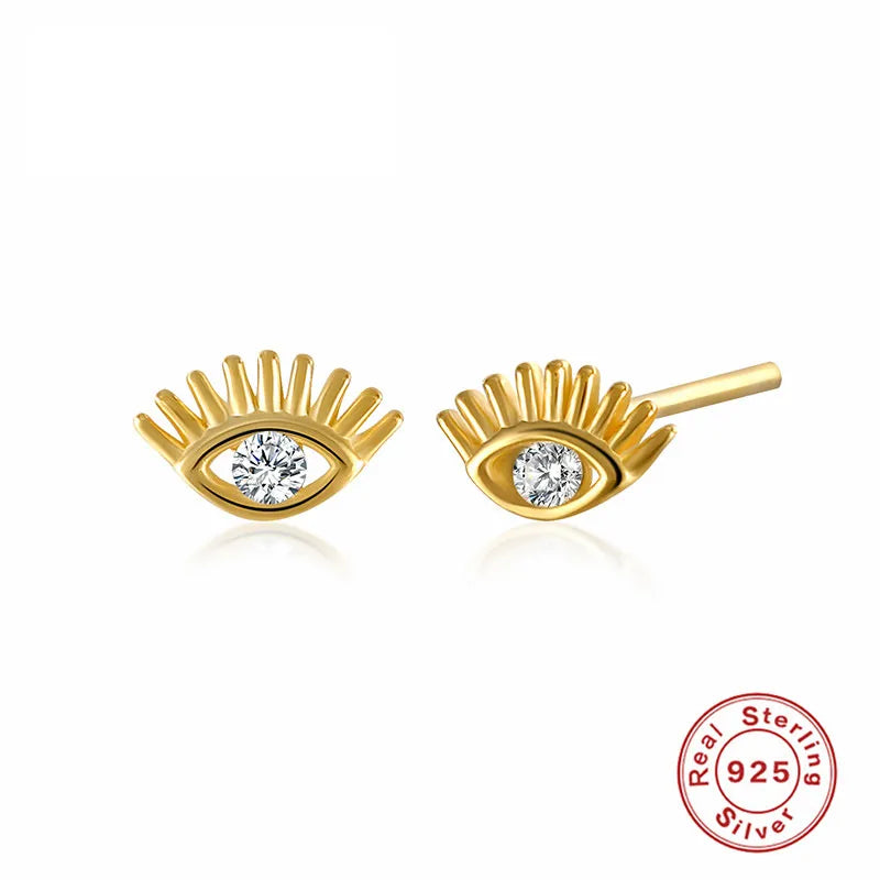 Fashion Eye Plating Sterling Silver Zircon Ear Studs